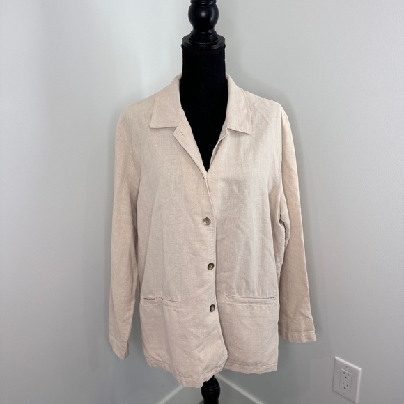 Style & Co Beige Button Up Blazer Jacket (PL) - Picture 2 of 5